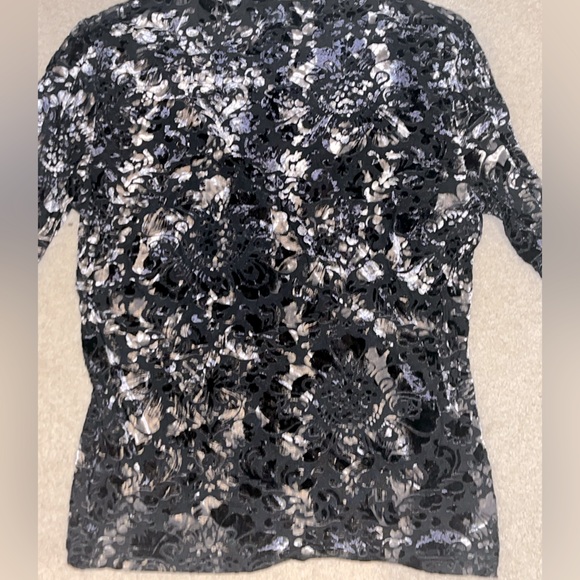 Y2K Velvet Burnout fairy grunge whimsygoth blouse plunging neck, bell sleeves L - Picture 5 of 5